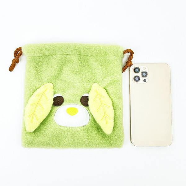 お茶犬 リョク フェイス巾着 ふわふわシリーズ 商品画像3：キャラグッズPERFECT WORLD TOKYO
