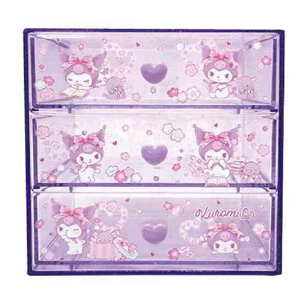 サンリオ クロミ 3段チェスト パープル 収納 小物入れ 商品画像2：キャラグッズPERFECT WORLD TOKYO