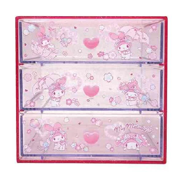 サンリオ マイメロディ 3段チェスト ピンク 収納 小物入れ 商品画像2：キャラグッズPERFECT WORLD TOKYO