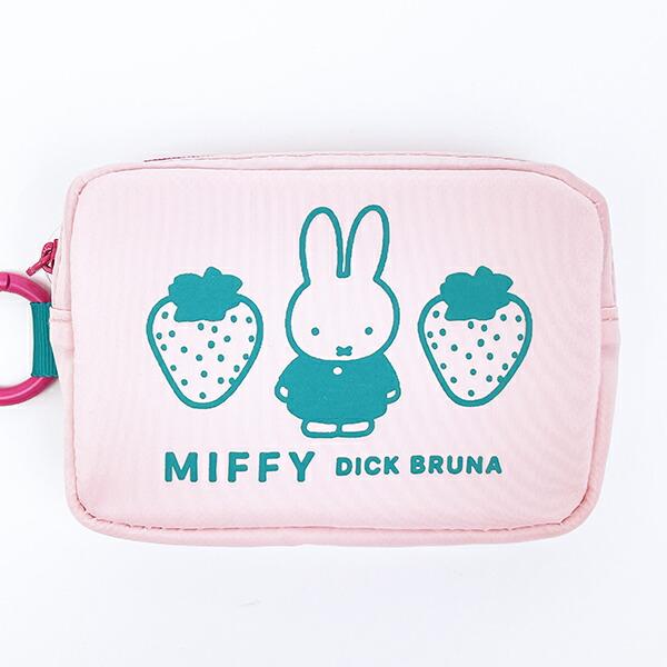 ミッフィー miffy カラビナ付ミニポーチ (ピンク×グリーン) 商品画像2：キャラグッズPERFECT WORLD TOKYO