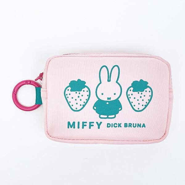 ミッフィー miffy カラビナ付ミニポーチ (ピンク×グリーン)