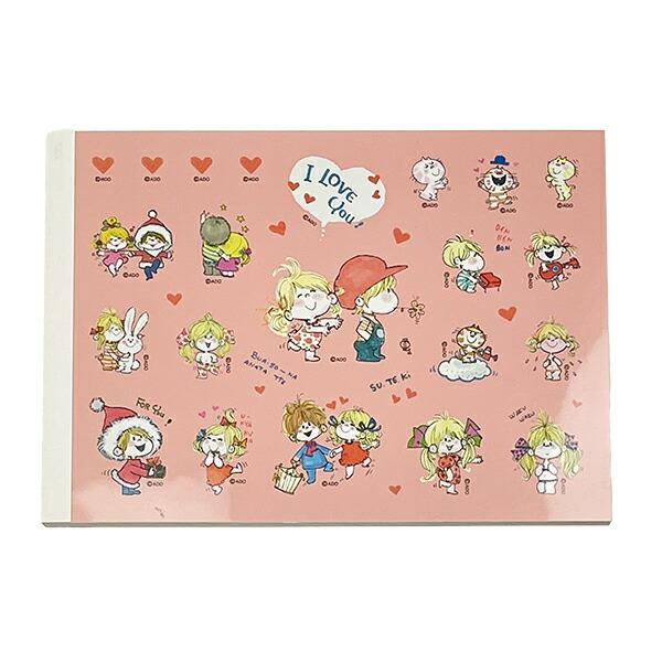 水森亜土 メモパッド(シール付き) ピンク 文具 日本製
