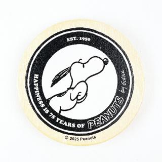 スヌーピー 丸型木のマグネット ホワイト PEANUTS 75th SNOOPY