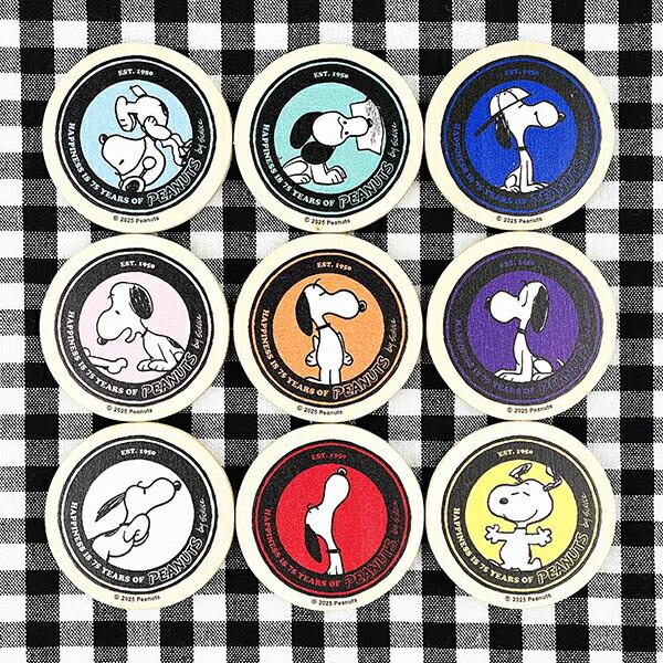 スヌーピー 丸型木のマグネット グリーン PEANUTS 75th SNOOPY 日本製 商品画像4：キャラグッズPERFECT WORLD TOKYO
