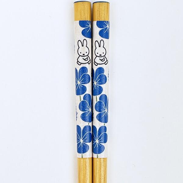 ミッフィー miffy フラワーパターン 和紙巻箸(ブルー) 食器 日本製 商品画像2：キャラグッズPERFECT WORLD TOKYO