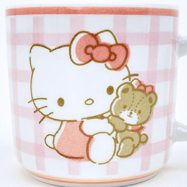 サンリオ ハローキティ 染付マグカップ チェック コップ 日本製 Sanrio 商品画像2：キャラグッズPERFECT WORLD TOKYO