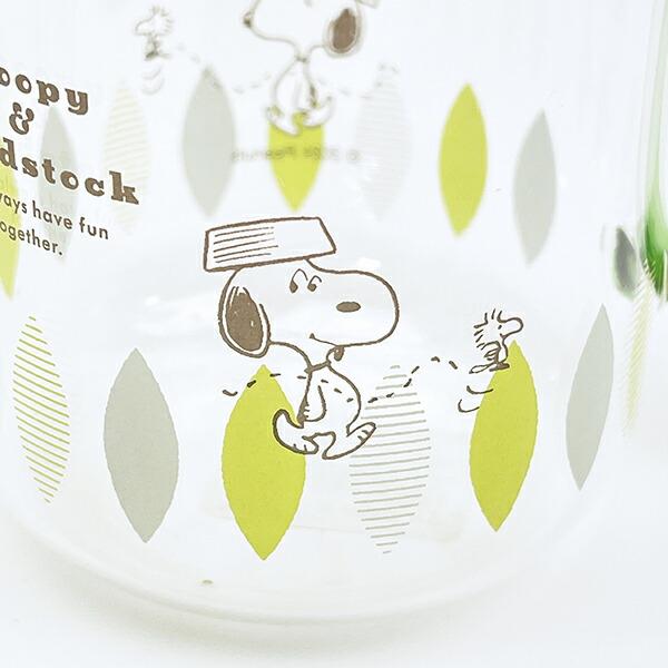 スヌーピー グリーン・リーフ カラーハンドル耐熱ガラスマグカップ コップ 日本製 SNOOPY 商品画像2：キャラグッズPERFECT WORLD TOKYO