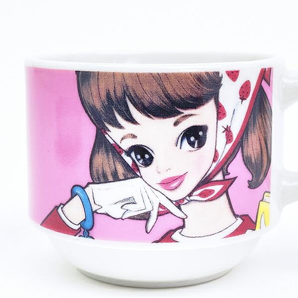 内藤ルネ ルネガール デミタスカップ＆ソーサー ピンク マグカップ 食器 日本製 商品画像2：キャラグッズPERFECT WORLD TOKYO