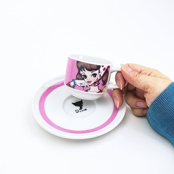 内藤ルネ ルネガール デミタスカップ＆ソーサー ピンク マグカップ 食器 日本製 商品画像5：キャラグッズPERFECT WORLD TOKYO