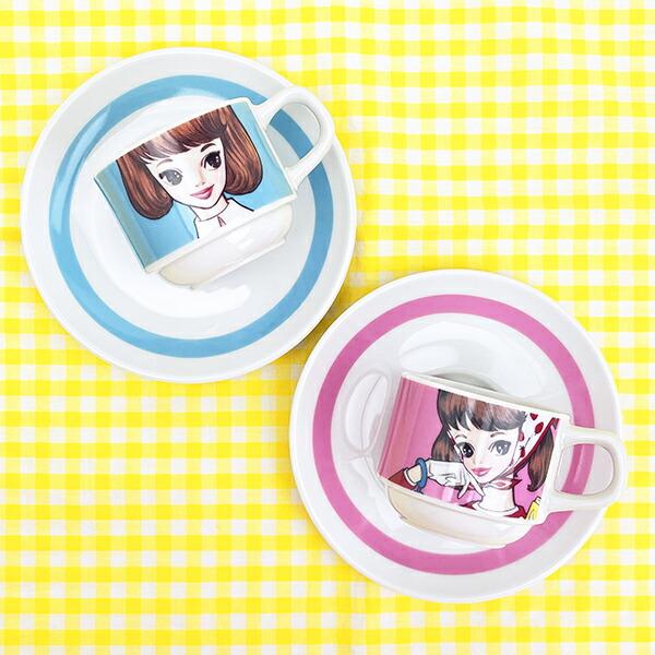 内藤ルネ ルネガール デミタスカップ＆ソーサー ピンク マグカップ 食器 日本製 商品画像7：キャラグッズPERFECT WORLD TOKYO