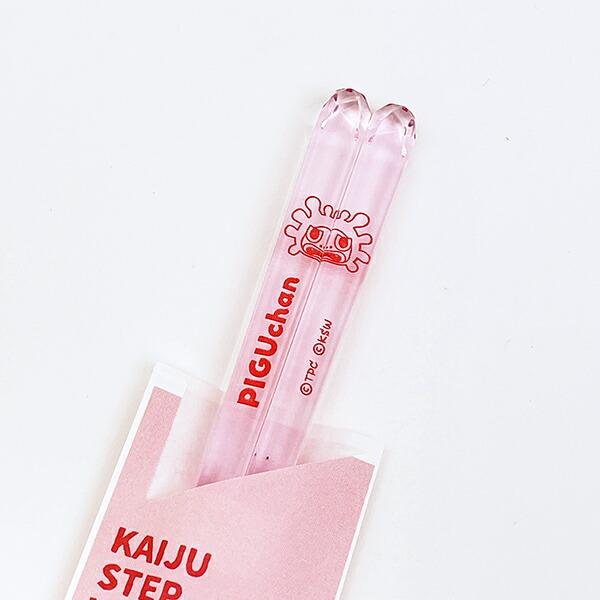 ウルトラマン かいじゅうステップワンダバダ クリア箸(ピグちゃん) キッズ ピンク 食器 日本製 商品画像3：キャラグッズPERFECT WORLD TOKYO