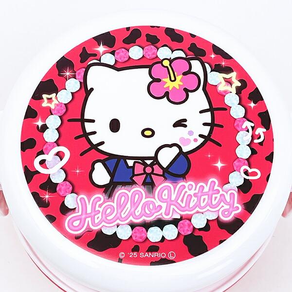 サンリオ ハローキティ 丸型ランチボックス2段（フォーク付き） お弁当箱 日本製 Sanrio 商品画像2：キャラグッズPERFECT WORLD TOKYO