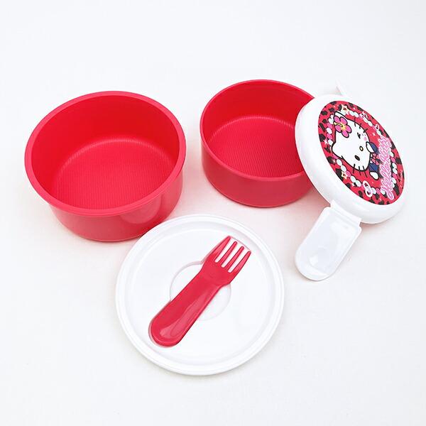 サンリオ ハローキティ 丸型ランチボックス2段（フォーク付き） お弁当箱 日本製 Sanrio 商品画像4：キャラグッズPERFECT WORLD TOKYO