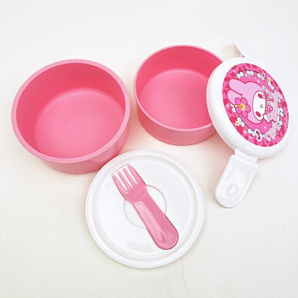サンリオ マイメロディ 丸型ランチボックス2段（フォーク付き） お弁当箱 日本製 Sanrio 商品画像4：キャラグッズPERFECT WORLD TOKYO