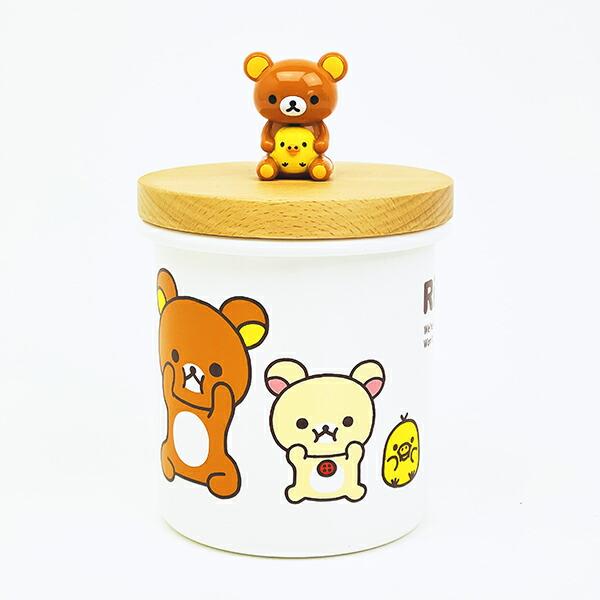 リラックマ マスコット付木蓋 ホーローキャニスター(750ml) キッチン