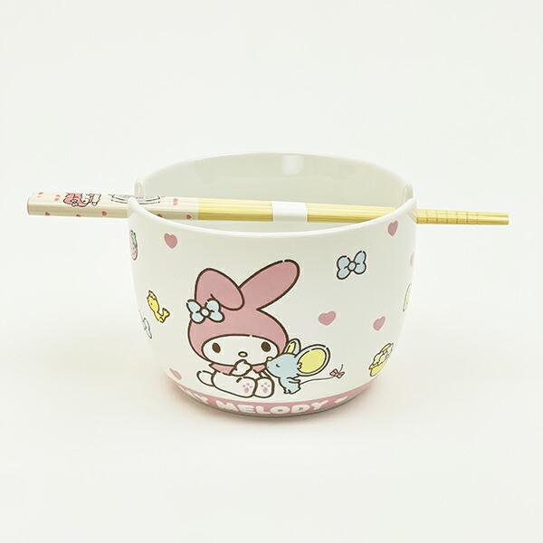 サンリオ マイメロディ 陶器製ボウル箸セット いつもいっしょのお友だちシリ･･･