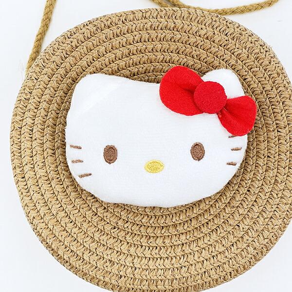サンリオ ハローキティ ストロー素材ラウンド製ショルダーバッグ かごバッグ Sanrio 商品画像2：キャラグッズPERFECT WORLD TOKYO