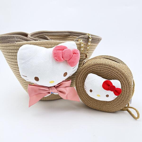 サンリオ ハローキティ ストロー素材ラウンド製ショルダーバッグ かごバッグ Sanrio 商品画像8：キャラグッズPERFECT WORLD TOKYO