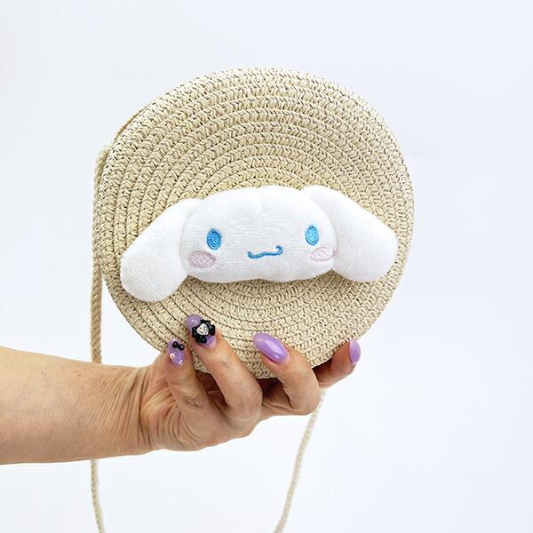 サンリオ シナモロール ストロー素材ラウンド製ショルダーバッグ かごバッグ シナモン Sanrio 商品画像7：キャラグッズPERFECT WORLD TOKYO