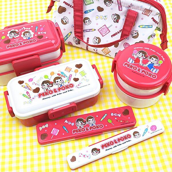 サンリオ ハローキティ × 不二家 ペコちゃん ポコちゃん 抗菌音の鳴らないコンビセット ランチ 日本製 Sanrio 商品画像5：キャラグッズPERFECT WORLD TOKYO
