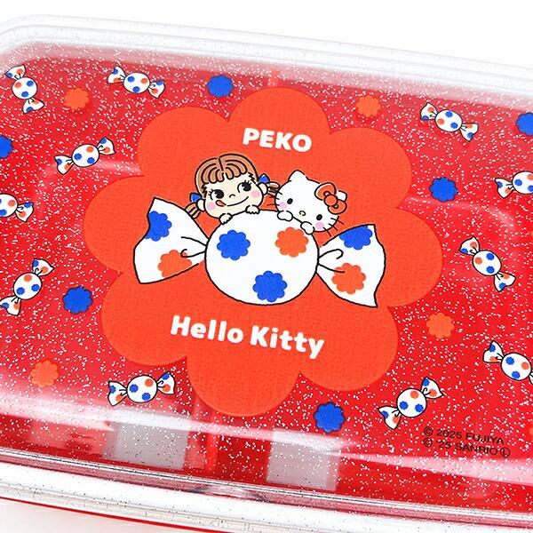 サンリオ ハローキティ × 不二家 ペコちゃん ふわっとフタタイトランチボックス なかよし ラメ 弁当箱 日本製 Sanrio 商品画像2：キャラグッズPERFECT WORLD TOKYO