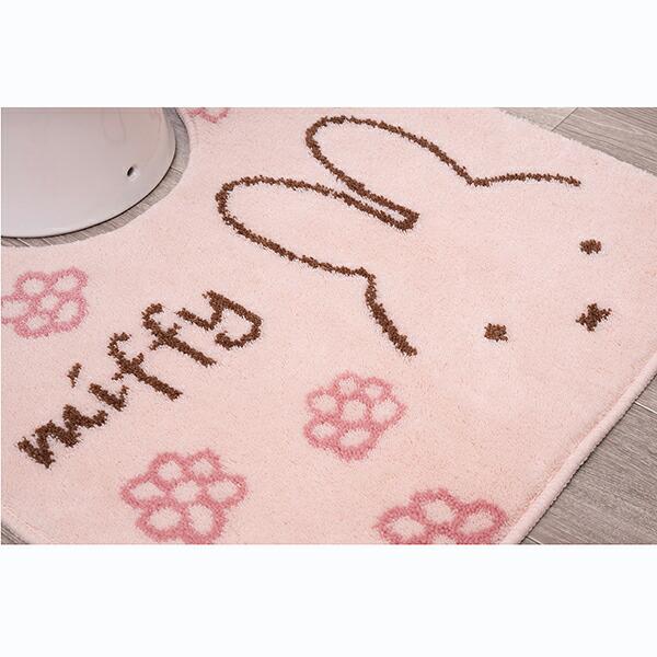 ミッフィー miffy ロングトイレマット ラインフラワー ピンク トイレ用品 商品画像2：キャラグッズPERFECT WORLD TOKYO