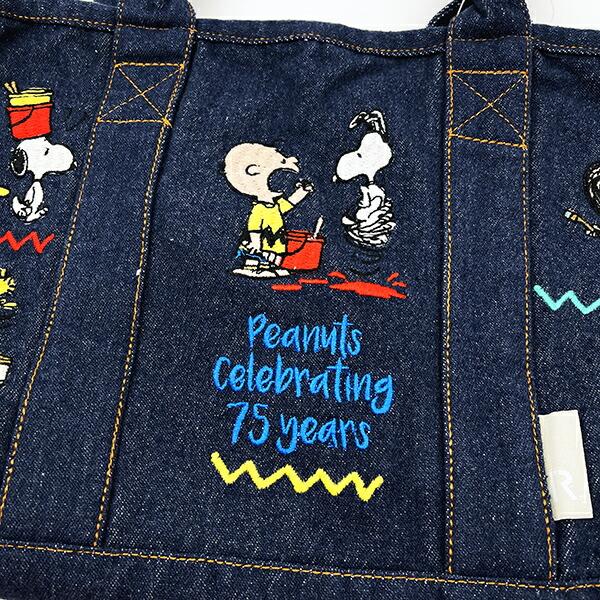 スヌーピー PEANUTS 75th デニム ミニトートバッグ ネイビー ROOTOTE（ルートート）コラボ SNOOPY 商品画像2：キャラグッズPERFECT WORLD TOKYO