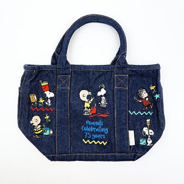 スヌーピー PEANUTS 75th デニム ミニトートバッグ ネイビー ROOTOTE（ルート･･･