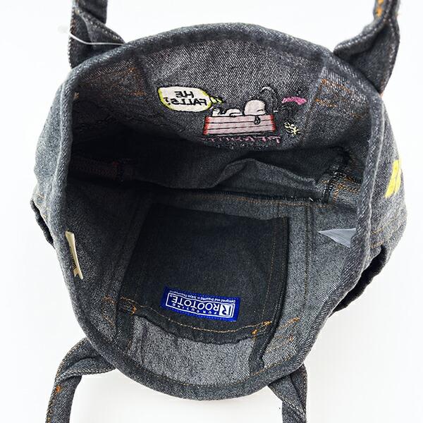スヌーピー PEANUTS 75th デニム ミニトートバッグ ブラック ROOTOTE（ルートート）コラボ SNOOPY 商品画像4：キャラグッズPERFECT WORLD TOKYO
