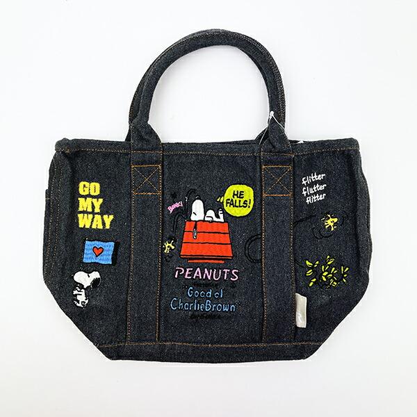 スヌーピー PEANUTS 75th デニム ミニトートバッグ ブラック ROOTOTE（ルート･･･