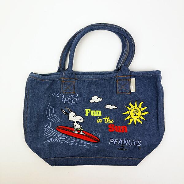 スヌーピー PEANUTS 75th デニム ミニトートバッグ ライトブルー ROOTOTE（ル･･･