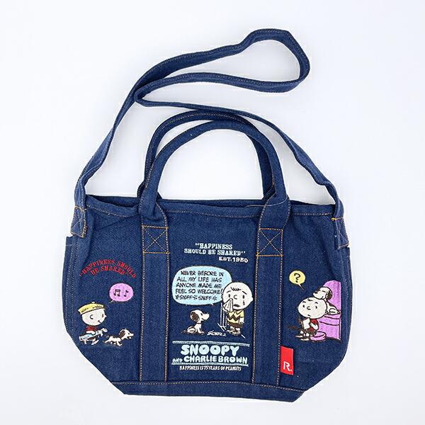 スヌーピー 刺繍ランチトートバッグ ネイビー ROOTOTE ルートート コラボ SNO･･･
