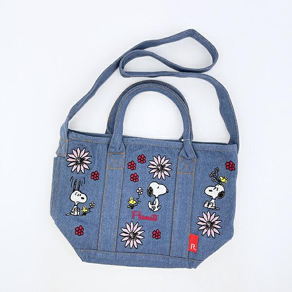 スヌーピー 刺繍ランチトートバッグ サックス ROOTOTE ルートート コラボ SNO･･･