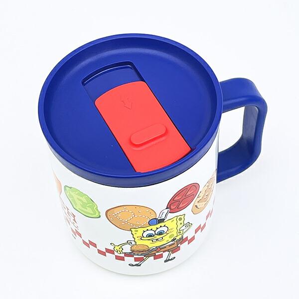 スポンジボブ フタ付きステンレスマグカップ ホワイト コップ 商品画像5：キャラグッズPERFECT WORLD TOKYO