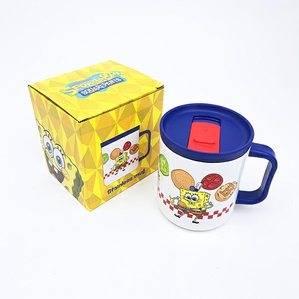 スポンジボブ フタ付きステンレスマグカップ ホワイト コップ 商品画像9：キャラグッズPERFECT WORLD TOKYO