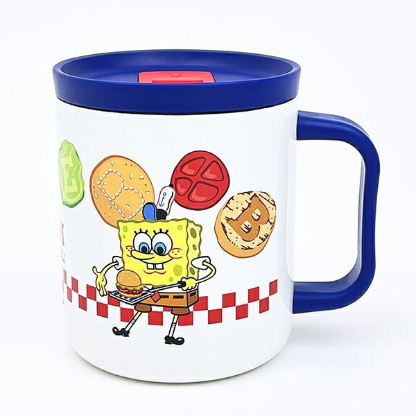 スポンジボブ フタ付きステンレスマグカップ ホワイト コップ