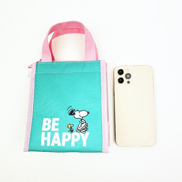 スヌーピー スクエアランチバッグ(SS) BE HAPPY グリーン SNOOPY 商品画像6：キャラグッズPERFECT WORLD TOKYO