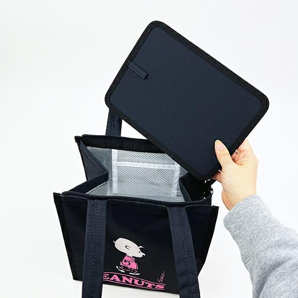 スヌーピー チャーリーブラウン スクエアランチバッグ(L) ブラック SNOOPY 商品画像5：キャラグッズPERFECT WORLD TOKYO