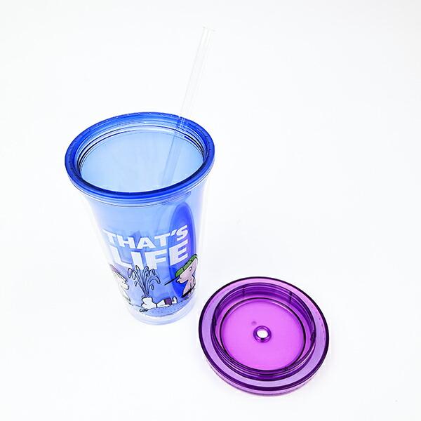 スヌーピー ストロータンブラー (ブルー) コップ ランチ SNOOPY 商品画像3：キャラグッズPERFECT WORLD TOKYO