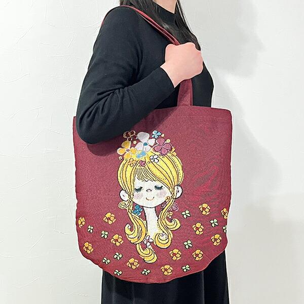 水森亜土 和雑貨 ゴブラン トートバッグ フラワー バーガンディー 商品画像8：キャラグッズPERFECT WORLD TOKYO