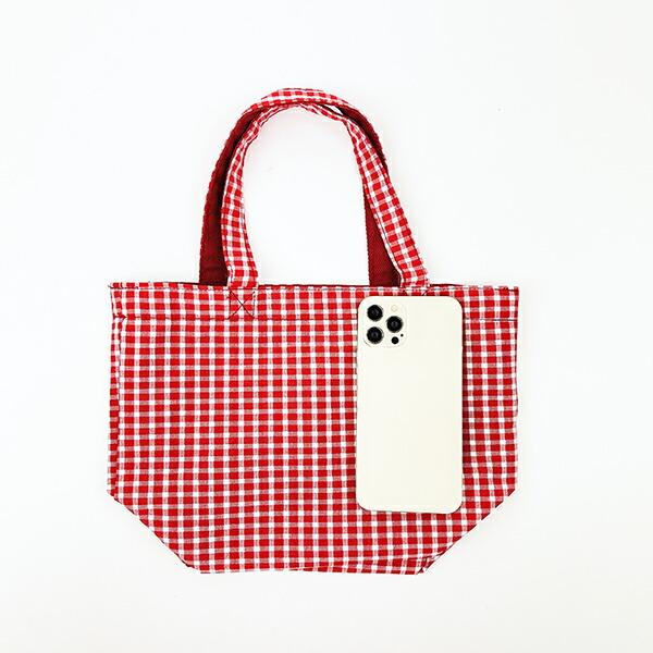 水森亜土 ギンガム リバーシブルランチトートバッグ(レッド) 商品画像3：キャラグッズPERFECT WORLD TOKYO