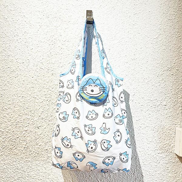 11ぴきのねこ カオ エコバッグ (ブルー) 商品画像5：キャラグッズPERFECT WORLD TOKYO