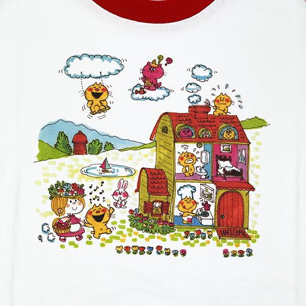 水森亜土 オウチ ラグランスリーブTシャツ(M) レッド 亜土ちゃん アパレル 商品画像2：キャラグッズPERFECT WORLD TOKYO