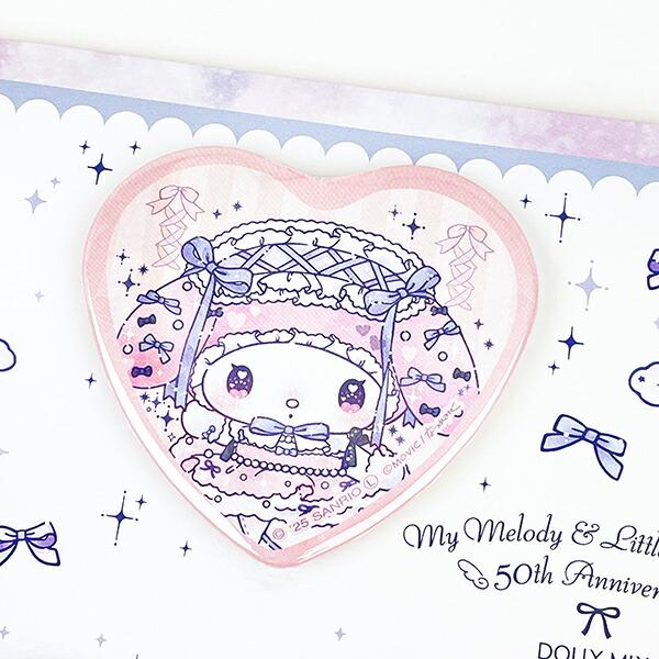サンリオ マイメロディ&キキララ 50th×DOLLY MIX ハート缶バッジ3個セット Sanrio 日本製 商品画像2：キャラグッズPERFECT WORLD TOKYO