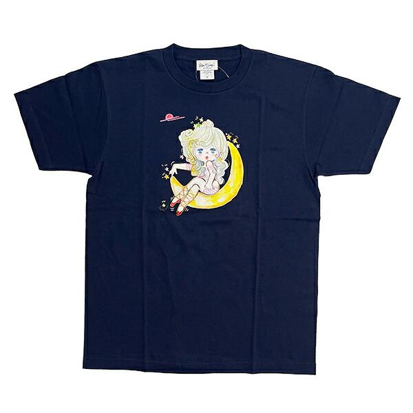 水森亜土 ツキ 半袖Tシャツ(M) メトロブルー アパレル