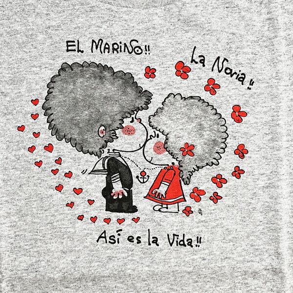 水森亜土 マリンカップル 半袖Tシャツ(M) グレー アパレル 商品画像2：キャラグッズPERFECT WORLD TOKYO