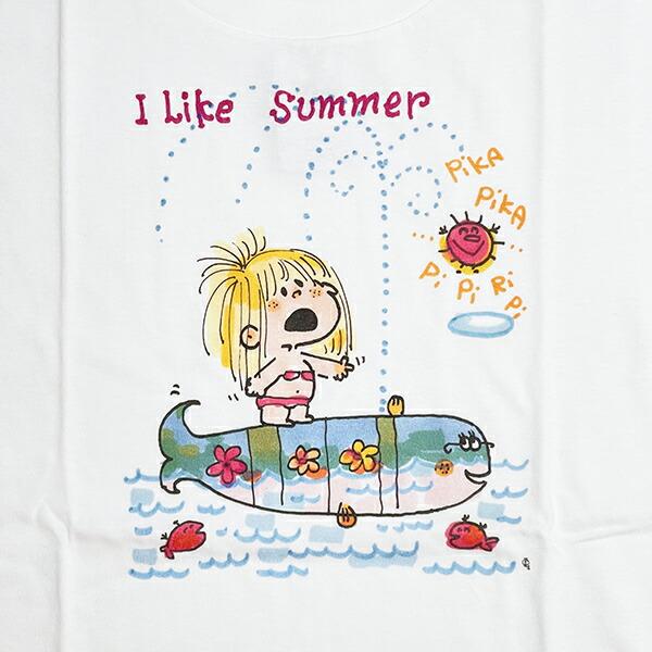 水森亜土 summer 半袖Tシャツ(M) ホワイト アパレル 商品画像2：キャラグッズPERFECT WORLD TOKYO