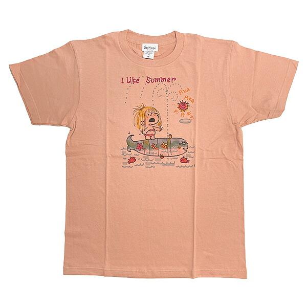 水森亜土 summer 半袖Tシャツ(M) ダスティピンク アパレル