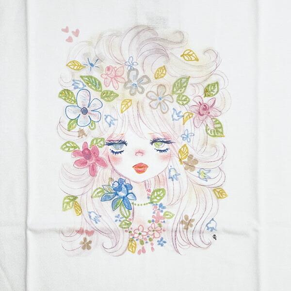 水森亜土 フェイスフラワー 半袖Tシャツ(M) ホワイト アパレル 商品画像2：キャラグッズPERFECT WORLD TOKYO