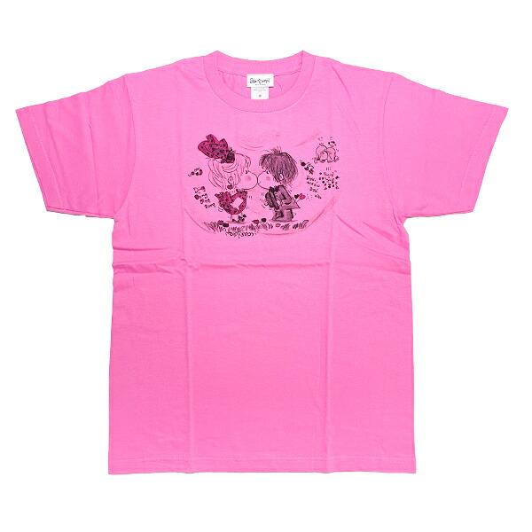 水森亜土 キスリボン 半袖Tシャツ(M) ピンク アパレル